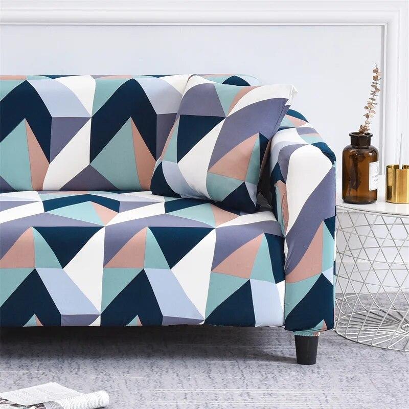 Geometrischer elastischer Sofabezug für Wohnzimmer, Couchbezug, hochelastischer Sofabezug, Möbelschutz, alle Bezüge, Heimdekoration