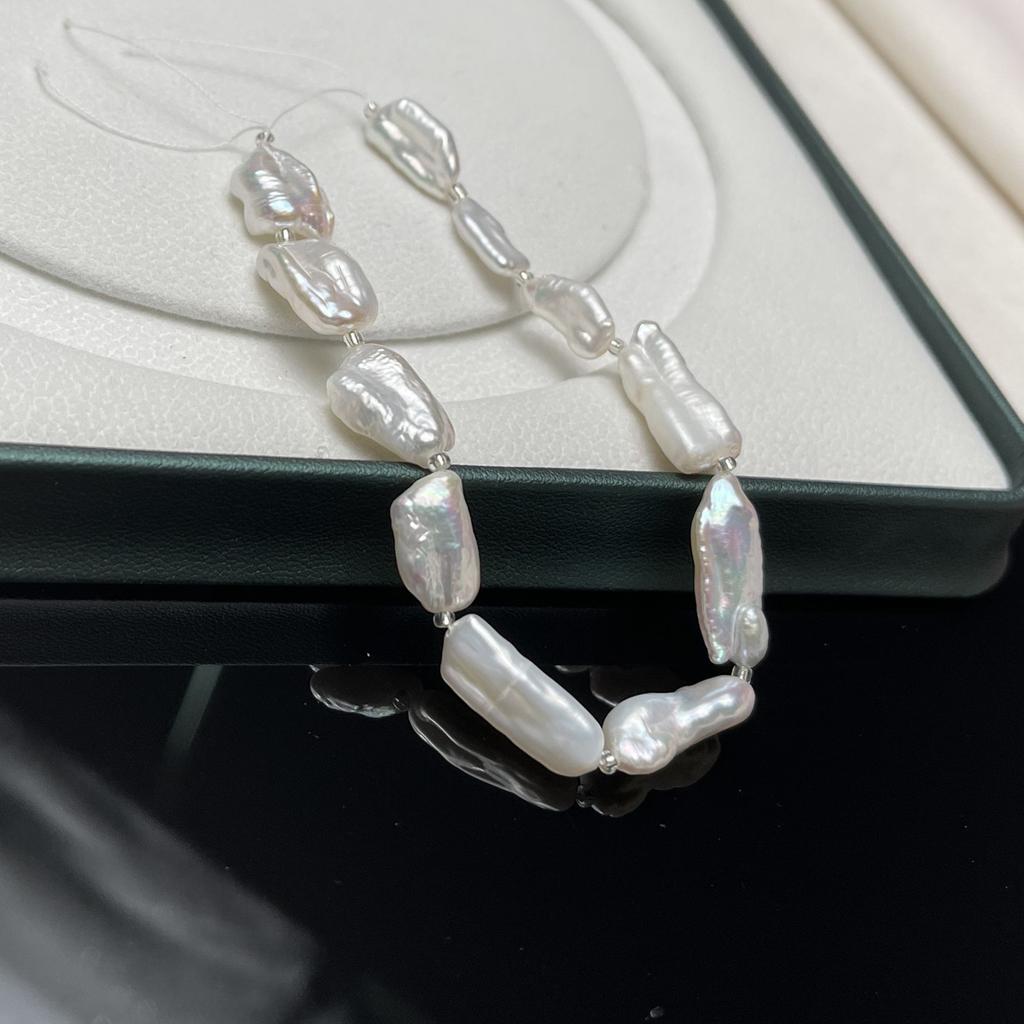 1String Fashion Irregular White Pipa Artificial Pearl Beads for Jewelry Making DIY Crafts, Women Luxury Birthday Party Romantic Love Wedding Gift 18cm