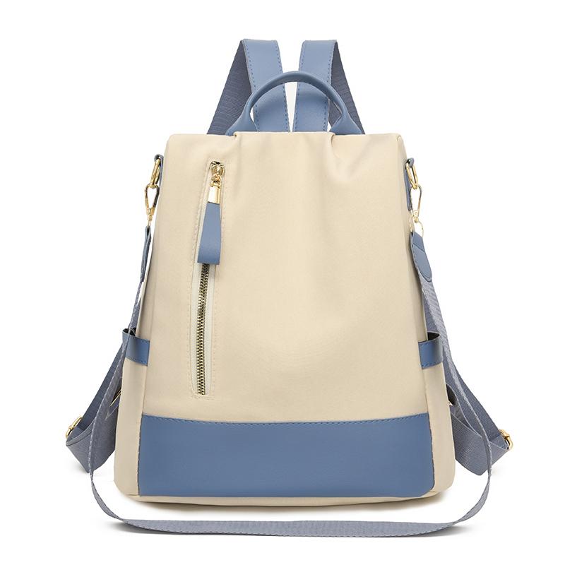 

Нейлоновый рюкзак большой вместимости дорожная сумка женский рюкзак цветной блок бежевый