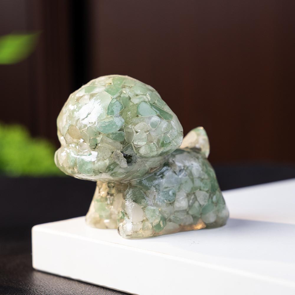 Crystal Resin Dog Deer Office Decor With Pink Quartz For Home And Desk Display