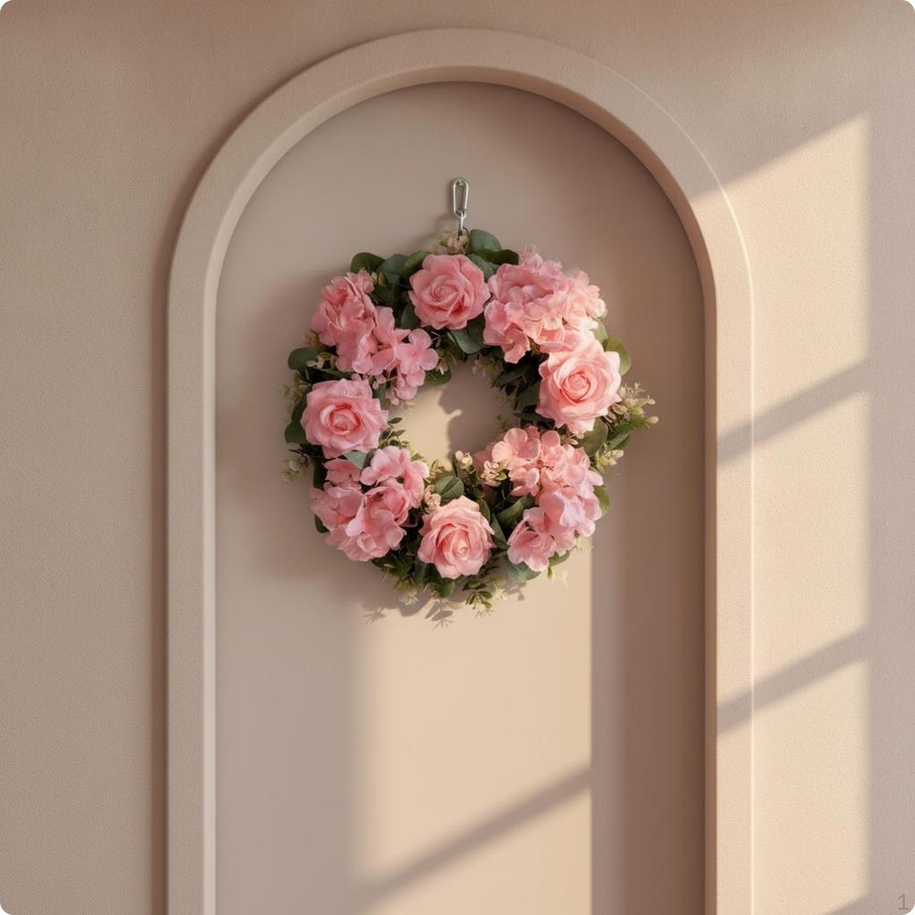 Rose Wreath with Hydrangeas Looking Realistic for Front Door, Wedding, Mantel