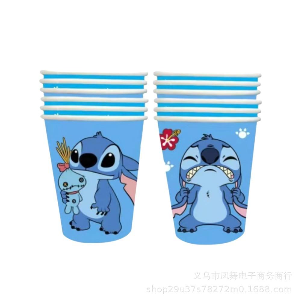 Spot Blue Stitch Party Decorations Blue Star Baby Paper Plate Paper Cup Flag Candy Box