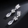 ZAKOL Shinny Water Drop Zircon Dangle Earrings for Women Leaf Shape Crystal Bridal Wedding Jewelry EP050