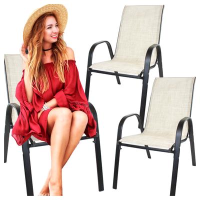 Beige Metal Garden Chair, 2 Pieces
