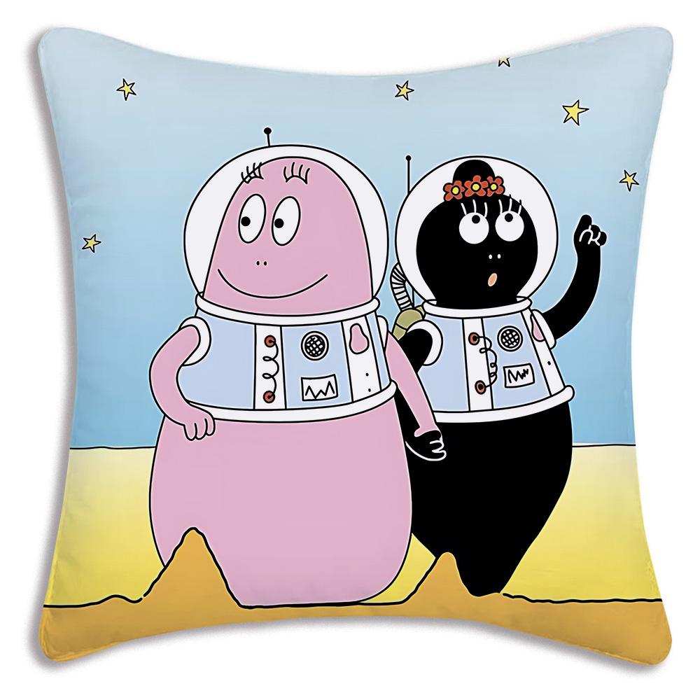 Anime B-Barbapapas Pillow Covers Cartoon Sofa Decorative Home Double-sided Printing Short Plush Cute Cushion Cover