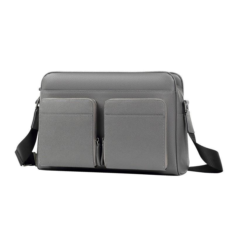New Leather Fashionable Men s Bag Large Capacity Horizontal Crossbody Multifunctional Trendy Cowhide Shoulder 33x11x24