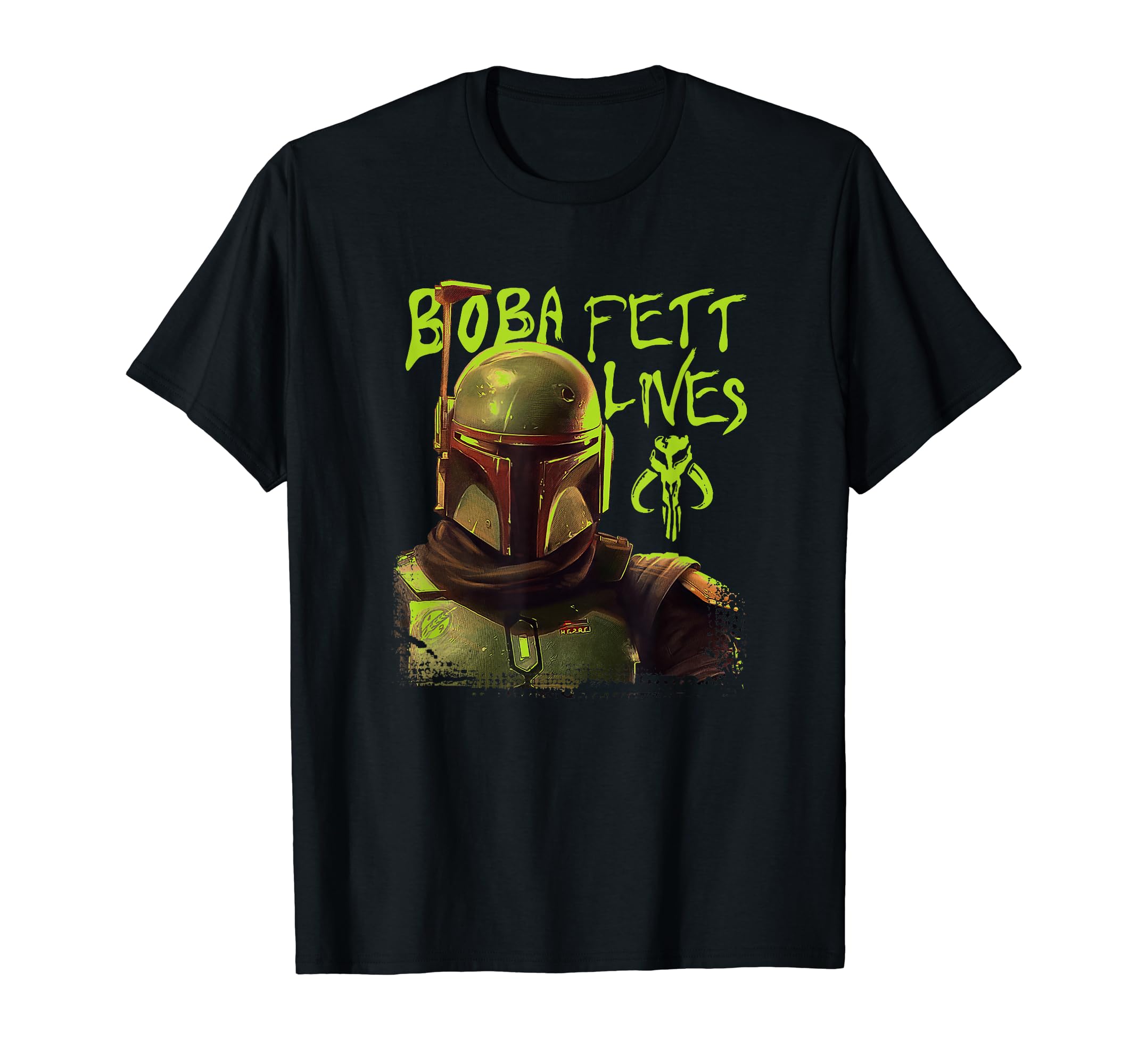 Star Wars The Book of Boba Fett Neon Boba Fett Lives Poster T-Shirt