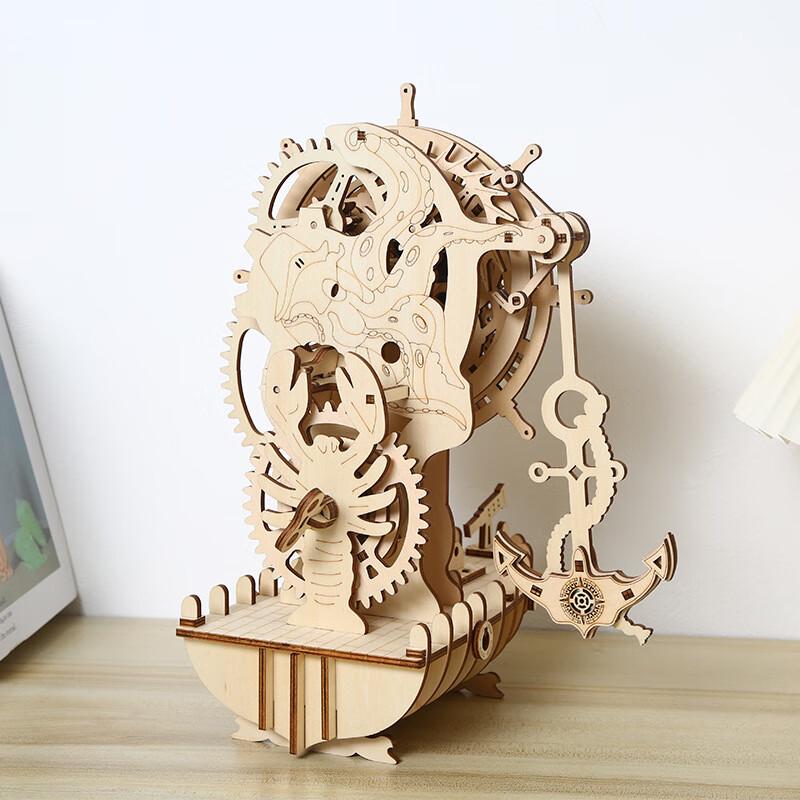 Pirate Ship Clock 3D Wooden Puzzle