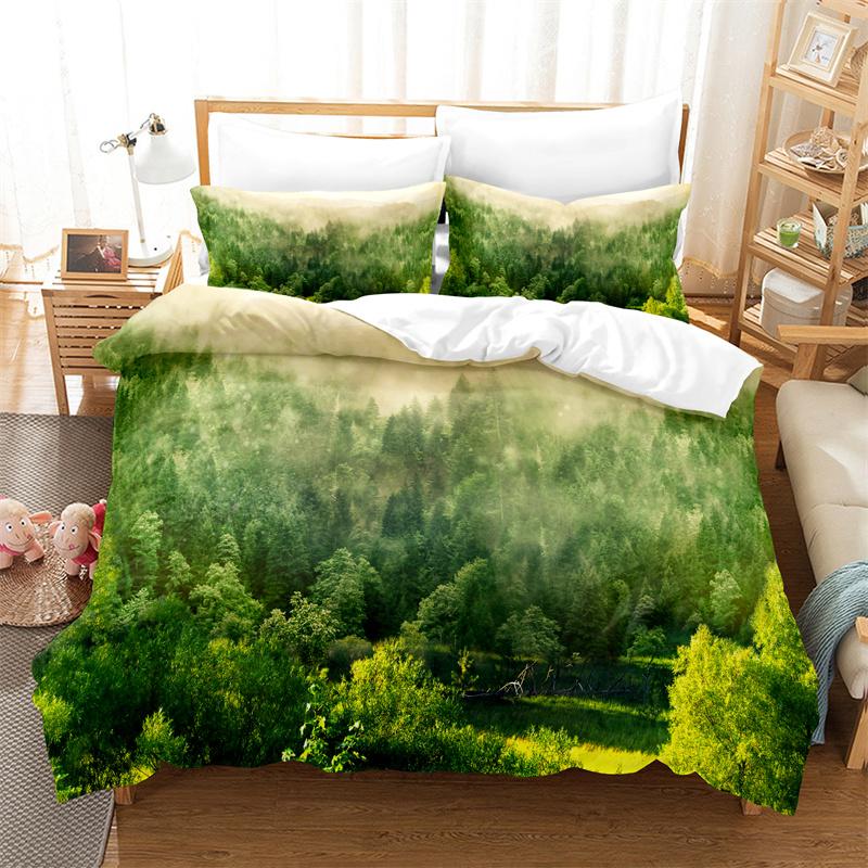 Natural Scenery Duvet Cover Set Forest Bedding Set Quilt Cover Queen Bed Set Luxury Comforter Set Bed Cover Set Girl Bedding Set