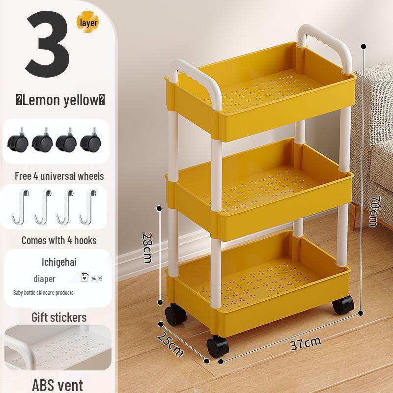 Multi-Layer Narrow Gap Floor-Standing Kitchen and Bathroom Storage Rack