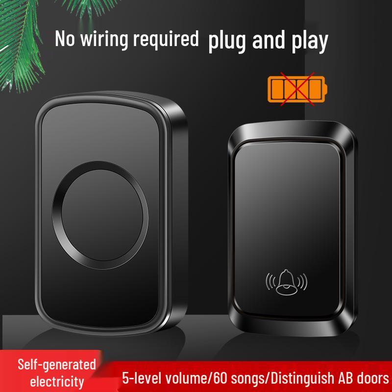 Wireless Waterproof Self-Powered Doorbell for Home with Ultra-Long Range & Battery-Free Remote for Elderly
