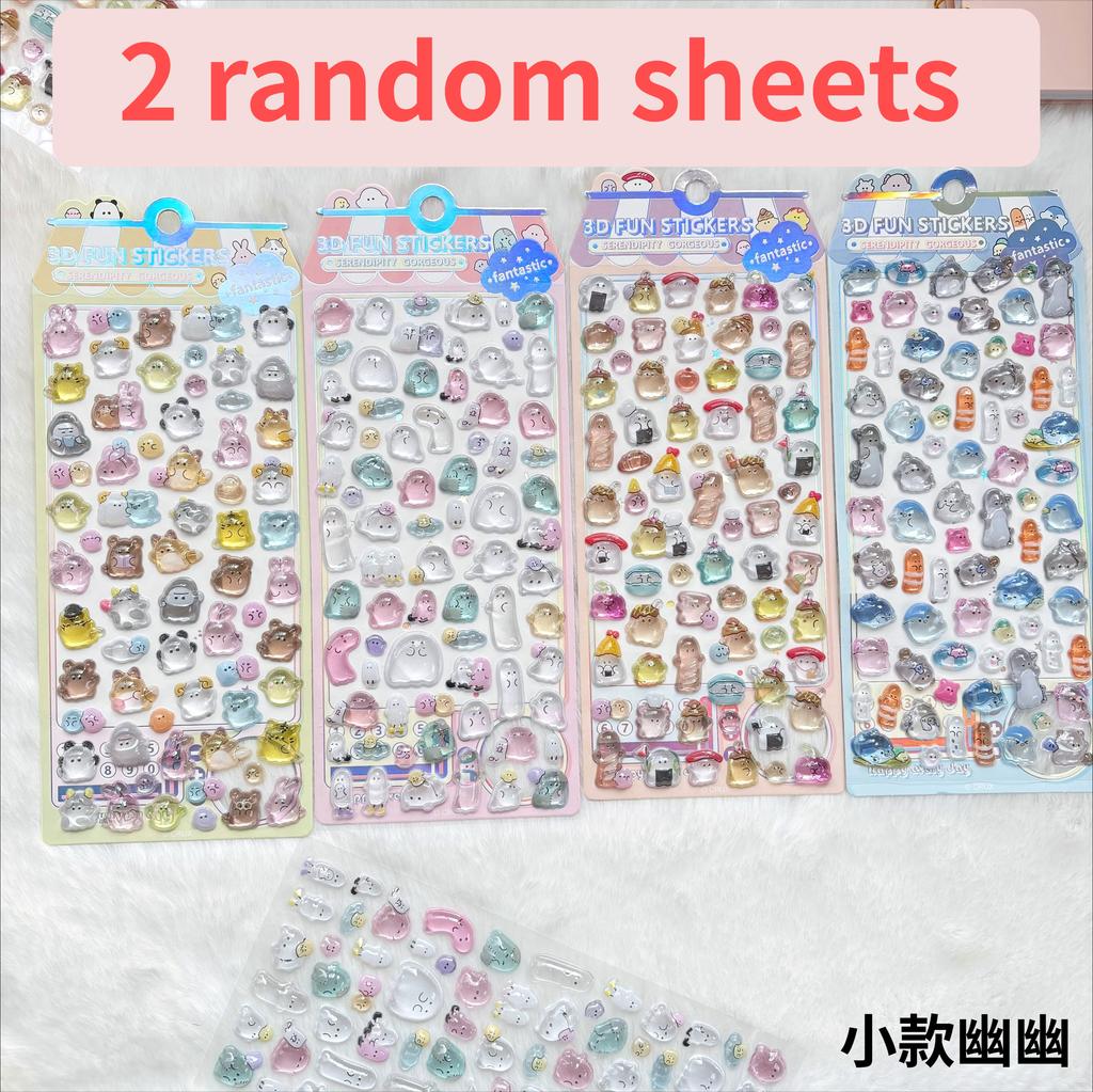 3D Cartoon Cute Soft Ghost Stickers - Cute Decor Decals for Phones Notebooks Waterproof Randomly Send 1 Free Item