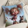 Whimsical Elderly CharacterPrinted Pillowcases for Unique Home Decor Sofa Seat Mattress Coverhome Decoration