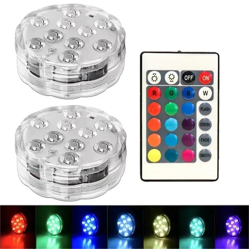10Led Swimming Pool Light Remote Control RGB Dive Fish Light LED Underwater Lamp Ship/Car Decorative Lamp for Vase Aquarium