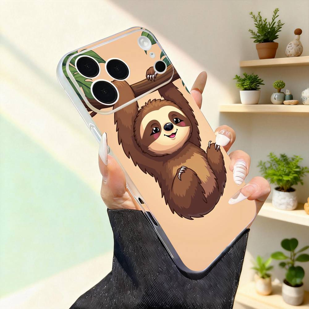 Animal Cute S-Sloth Funny Phone Case For iPhone 17,16,15,14,13,12,11,Pro,Max,Plus,Mini,SE4,E Magnetic For Magsafe Wireless