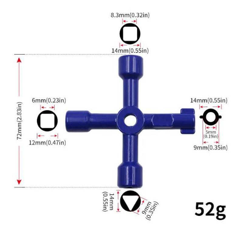 4 In 1 Multifunction Electrician Plumber Utility Cross Switch Wrench Universal Square Triangle Key for Gas Train Bleed Radiator