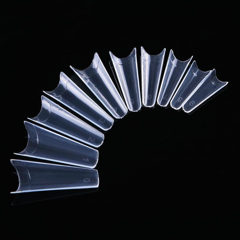 Denim French Flat Head False Nails, Natural Color, 500-Piece Set in Transparent Box