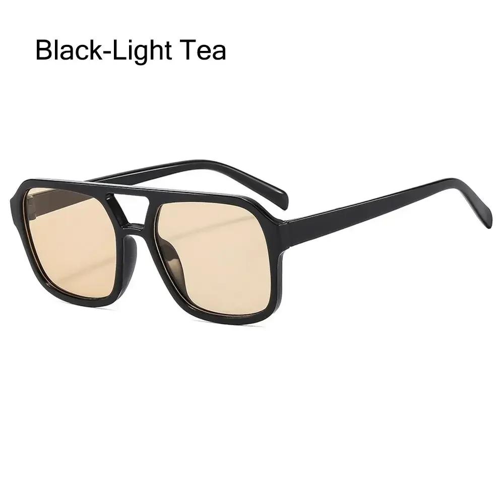 Vintage Retro Square Sunglasses Unisex Stylish Big Frame Sun Eyeglasses Ins Style Shades Sunglasses Fashionable Black Color Frame Shades