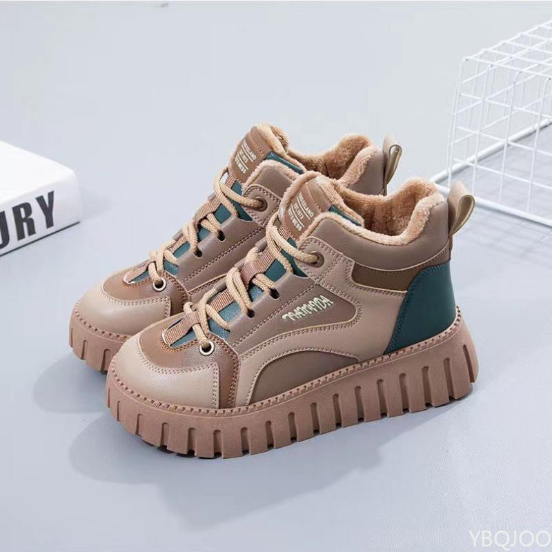 Fashion High cut thick soled casual comfortable cotton shoes lace up snow boots women's winter new fashionable versatile short boots