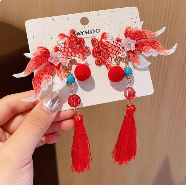Mid-Autumn Hanfu Fairy Hair Clip - Women's & Children's Ancient Style Floral Tassel, Sweet Accessory for Girls
