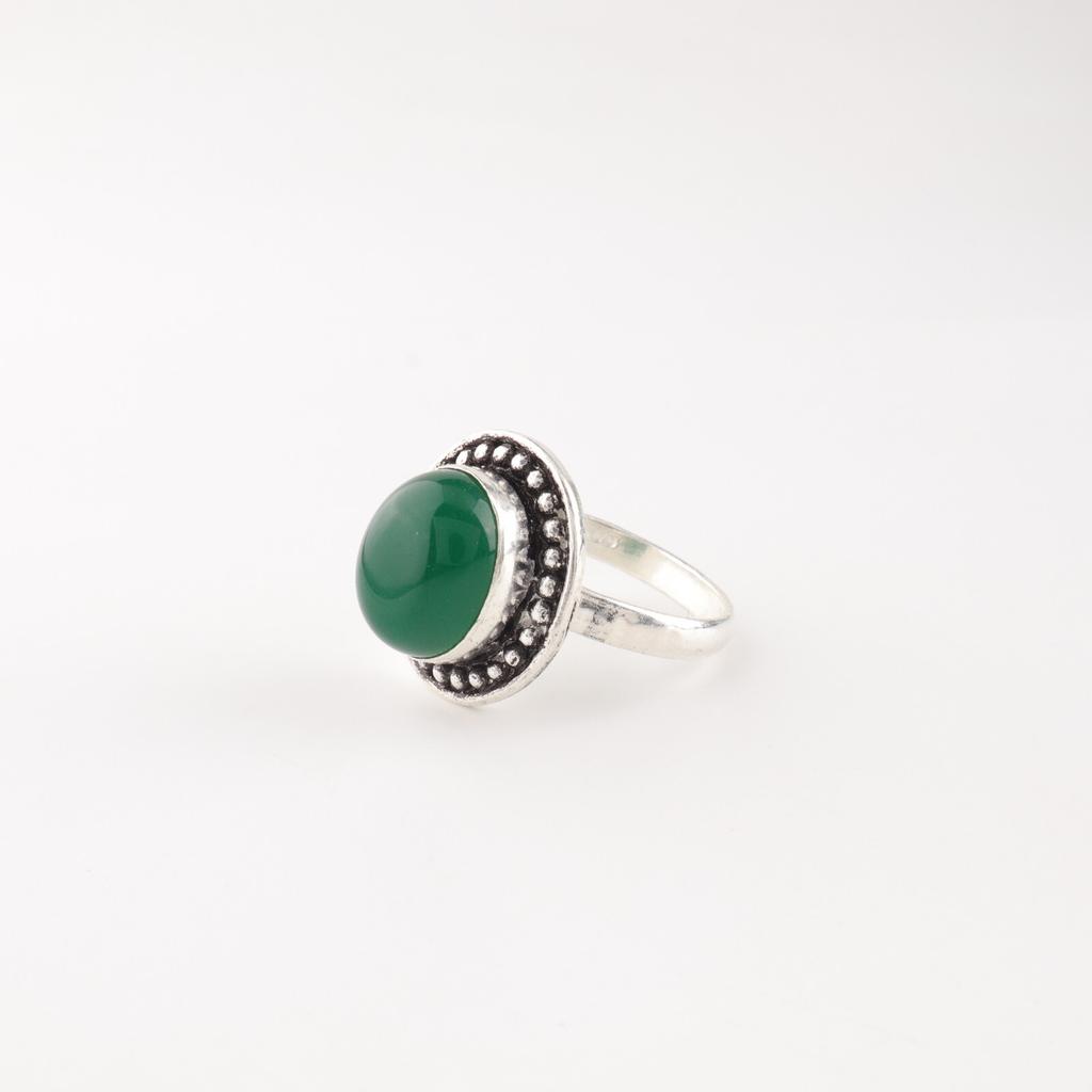 Green Onyx Cab Gemstone 925 Sterling Silver Jewelry Handmade Ring Wedding Gift RR-62-36