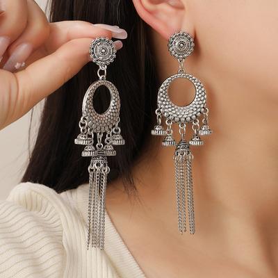 Exaggerated Personality Stud Earrings, Long Retro Bohemian Bells, Fringed Earrings, Femininity Earrings.