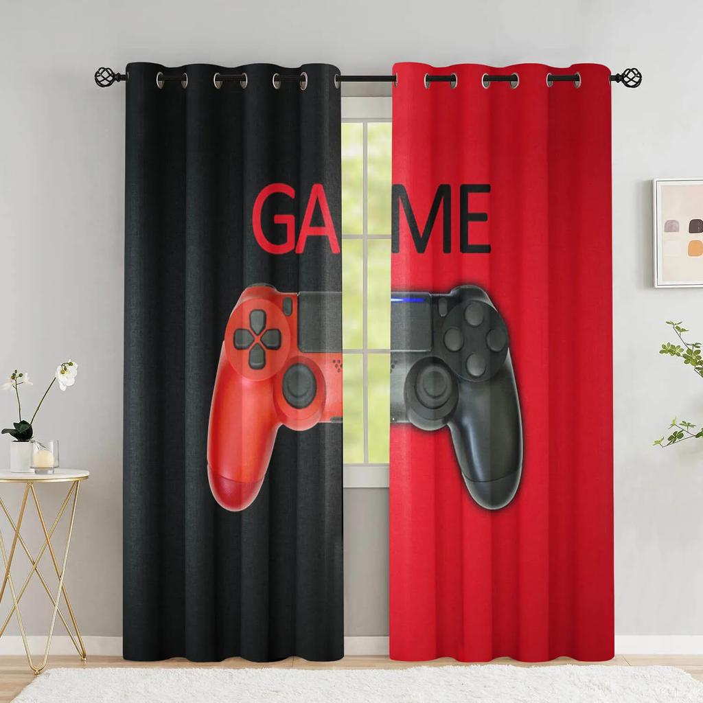 Gamer Curtains for Boys Bedroom Gaming Room Decor High Shading Curtains Playing Video Game Window Drapes Thick Blackout Drape