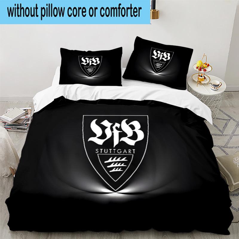 3-teiliges VfB Stuttgart Maskottchen Aufdruck Bettwäsche-Set, Enthält einen Bettbezug und zwei Kissenbezüge für das Schlafzimmer, Geeignet für alle Jahreszeiten
