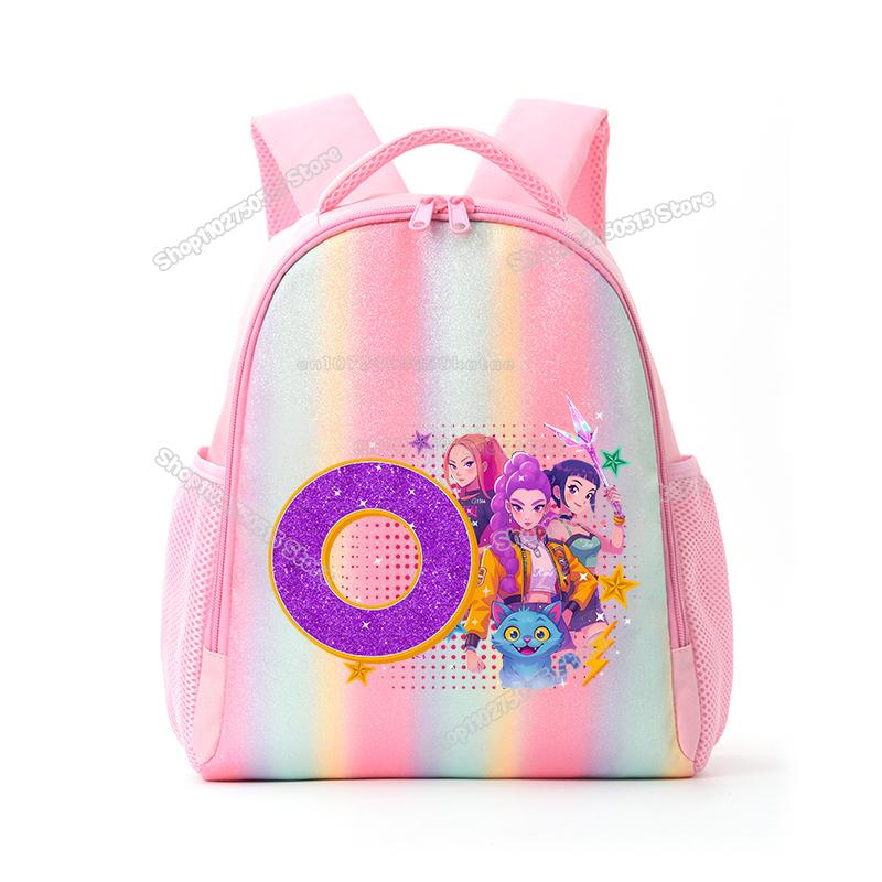 Perfect KPop Demon Hunters Letter A-Z Rainbow Backpack Rumi Mira Zoey Student School Backpack Anime Movie Women Girl Travel Rucksack
