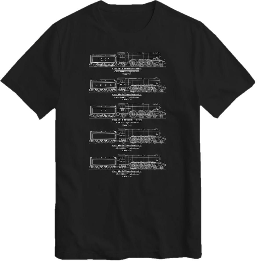 

Flying Scotsman T-Shirt British Steam LocomotiveS Train Lovers Retro Top Tee 4D S