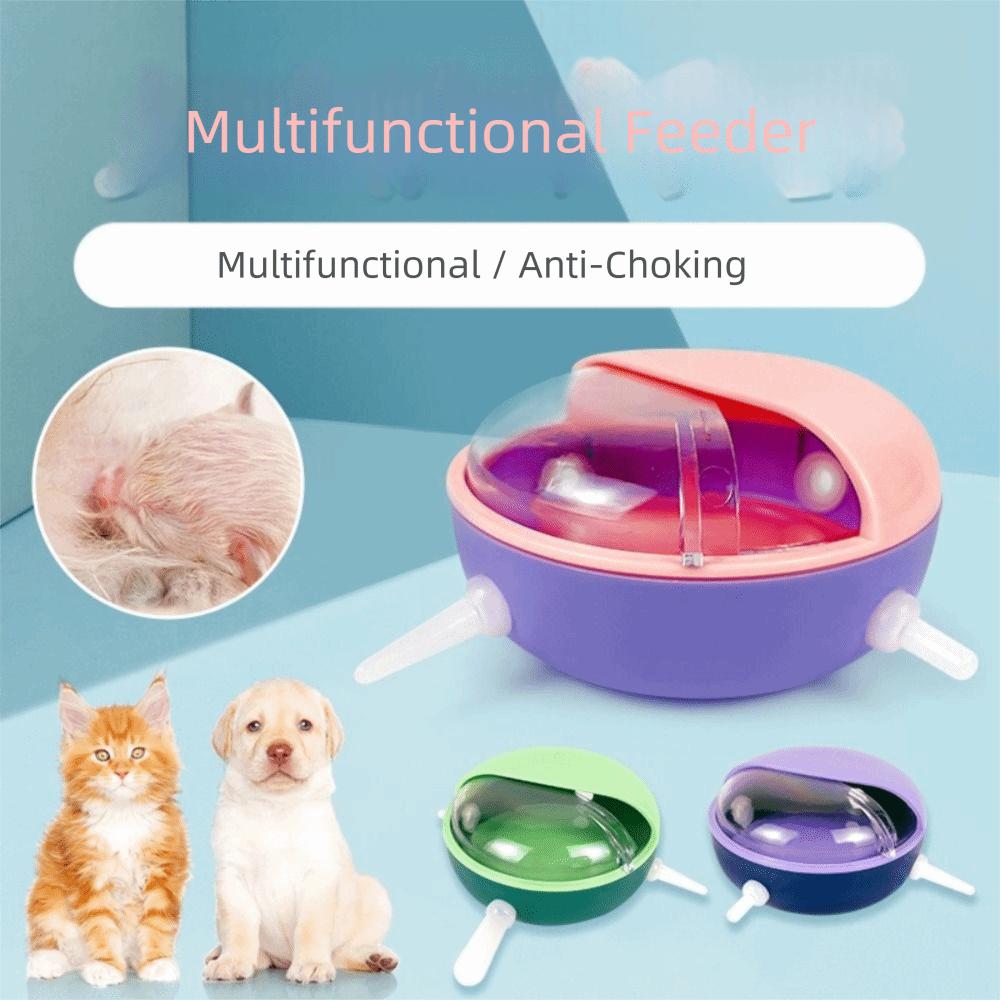 Non-spill Puppy Milk Feeder Bite Resistant with 5 Pacifiers Pet Feeding Nipple Detachable Cat Self-feeding Bottle