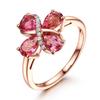 Teardrop Ruby Open Ring Rose Gold Plated Sterling Silver Dainty Jewelry Gift