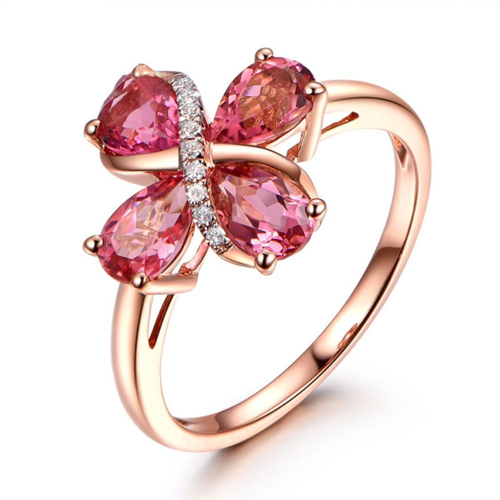 Teardrop Ruby Open Ring Rose Gold Plated Sterling Silver Dainty Jewelry Gift adjustable