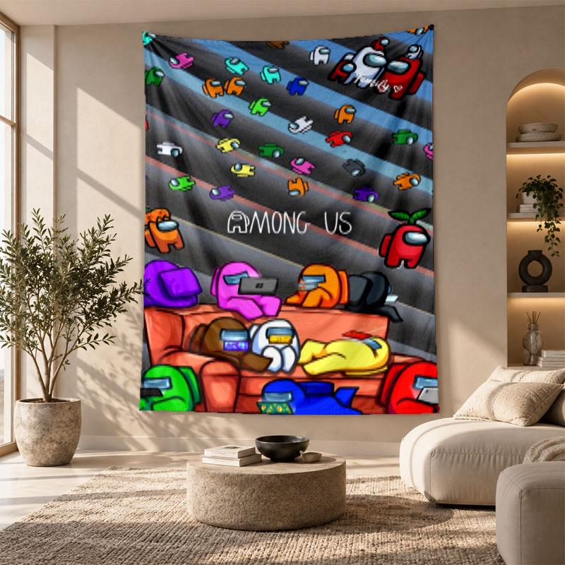 Decorative Tapestry,Among Us Printed Wall Art, Lightweight Wall Hanging For Bedroom Background