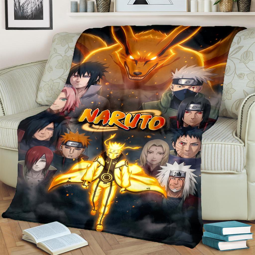 Anime-Naruto Print Blanket Warm Comfortable Flannel Blanket for Bedrooms, Sofas, Beds, Chairs, Picnics, Travel -LXR55