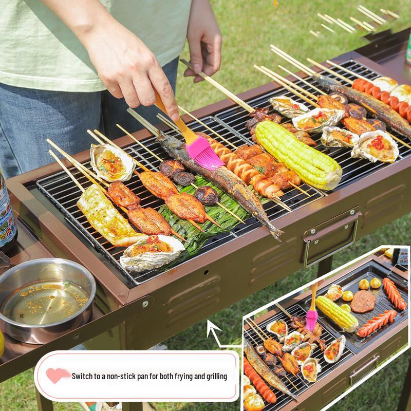 Japanischer Doppel-Flügel BBQ-Grill aus Edelstahl