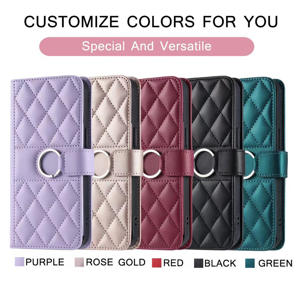 Suitable for Samsung S25 Small Fragrance Crossbody Card Bag Mobile Phone Case S24 Diamond Card Flap Leather Case Women's Leather Case
