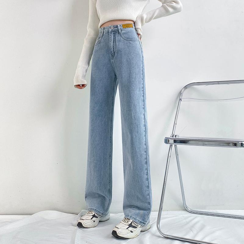 FiveFive Woman Jeans High Waist Wide Leg Cotton Denim Clothing Streetwear Vintage Fashion Harajuku Straight Pants