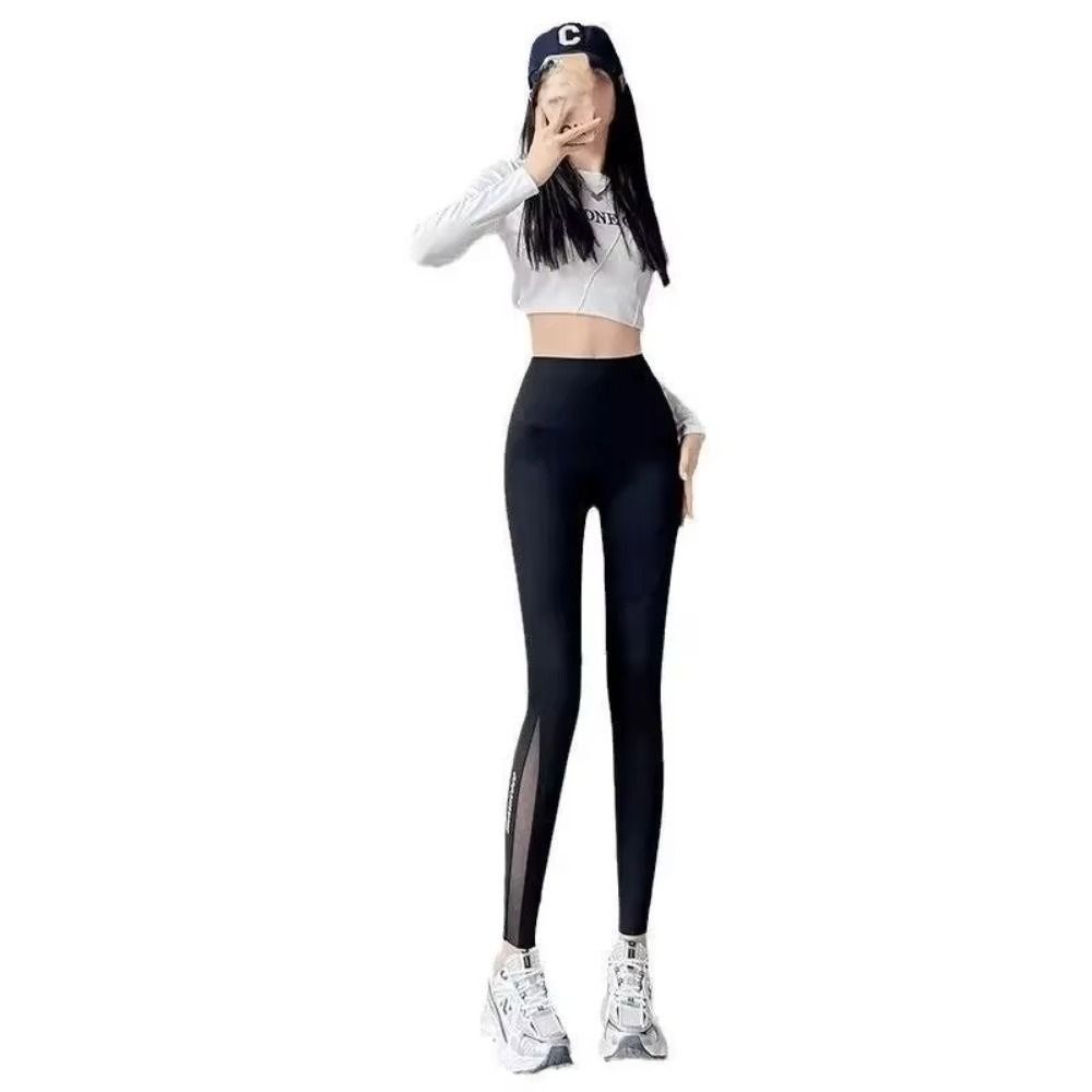 Mesh Yoga Pencil Pants High-waisted Summer Thin Leggings Long Pants Women Sharkskin Pants Fitness