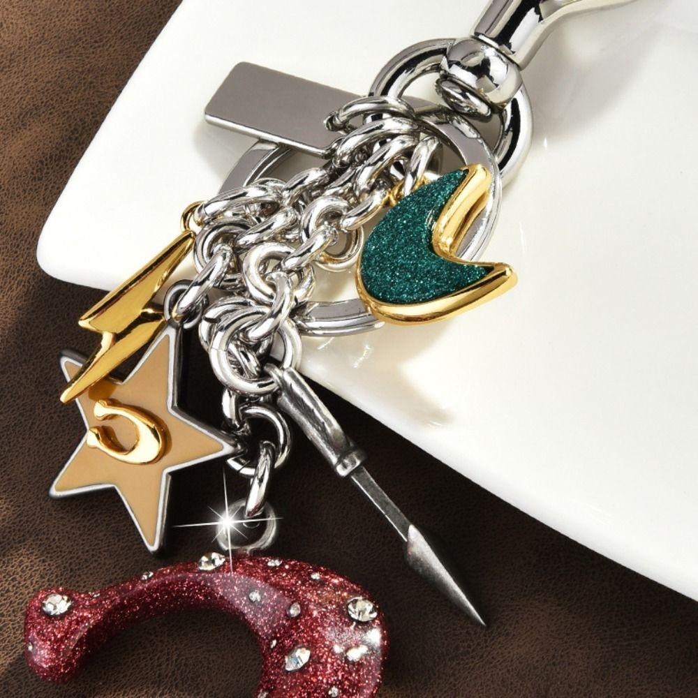 Flower Design Zinc Zinc Alloy Moon Stars Keyring Zinc Zinc Alloy Moon Stars Bags Pendant  Women Accessories