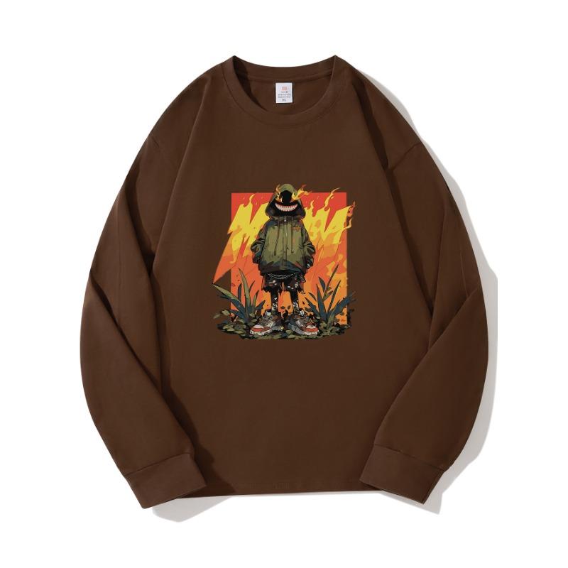 Devill Autumn Clothing Long Sleeved Pure Cotton New Men s and Women s Top Spring Inner Layer Basic Shirt Round Neck Long Sleeved T-shirt M коричневый 1555₽