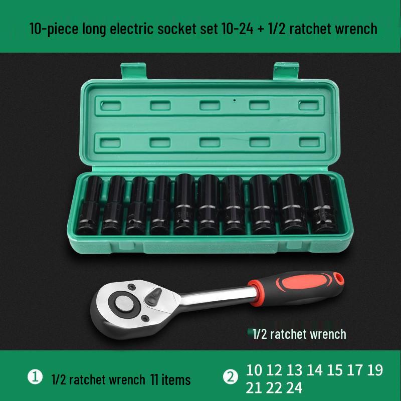 Extended Electric Hex Socket Hand Drill and Impact Wrench Tool Set
