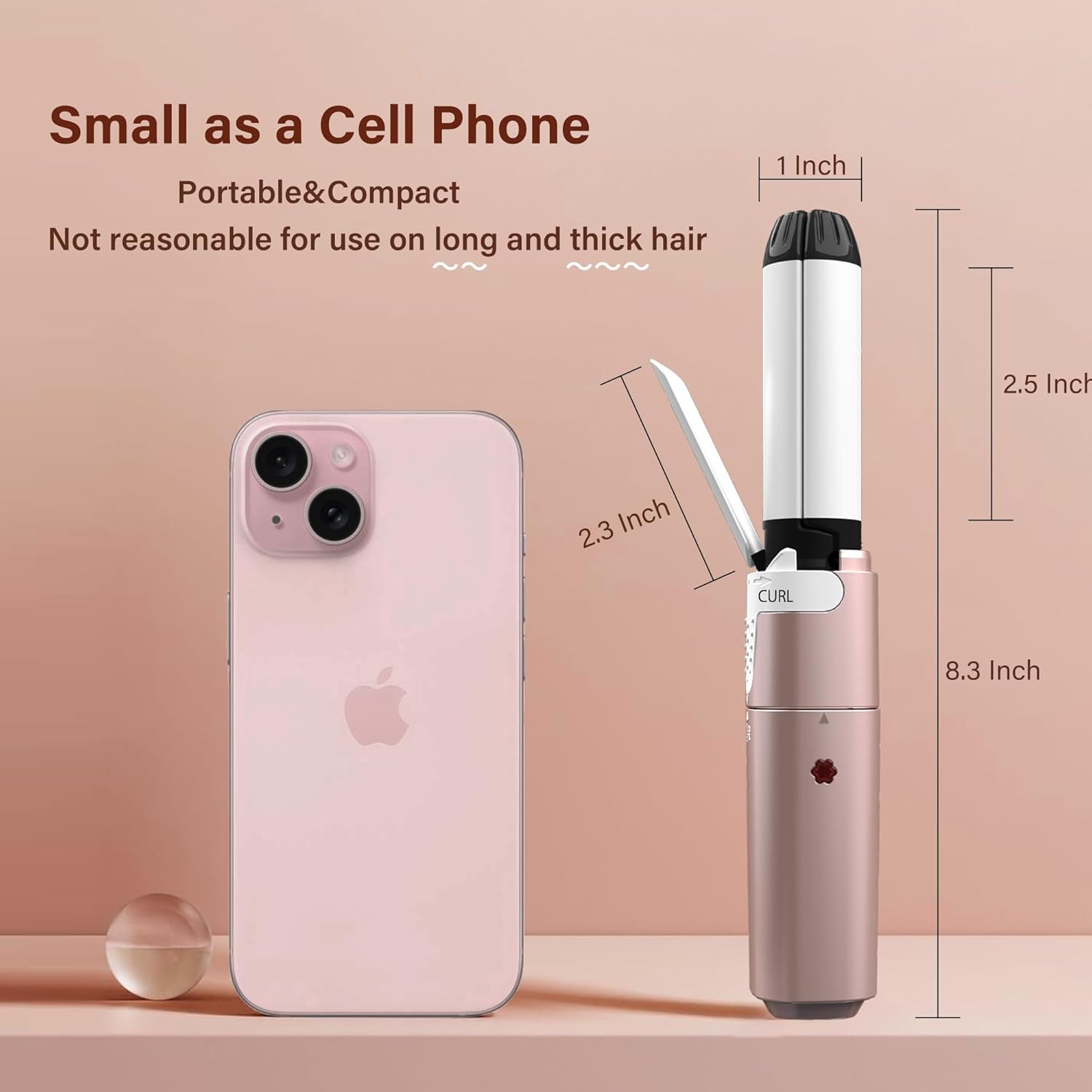 VAV Mini Travel 2 in 1 Curling Iron Small Hair Straightener and Curler Dual Voltage Flat Iron,1 Inch Hair Iron,Ceramic Portable Curling Wand,for