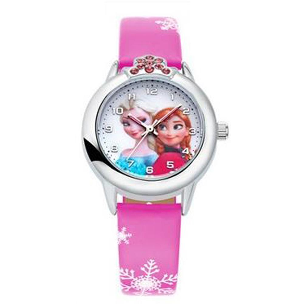 Children Cartoon Quartz Watch With Pu Band Cute Frozen Princess Waterproof Wrist Watch For 3-6 Years Old Kids