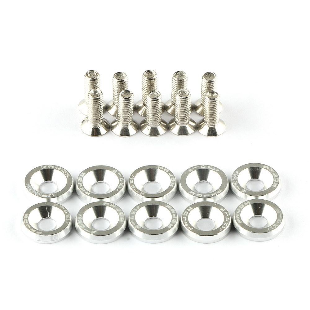 10Pcs/Set M6 * 20mm JDM Bumper Fender Washer Kit Engine Bay Dress Up Bolts Fasteners Aluminum Concave Hex Screws