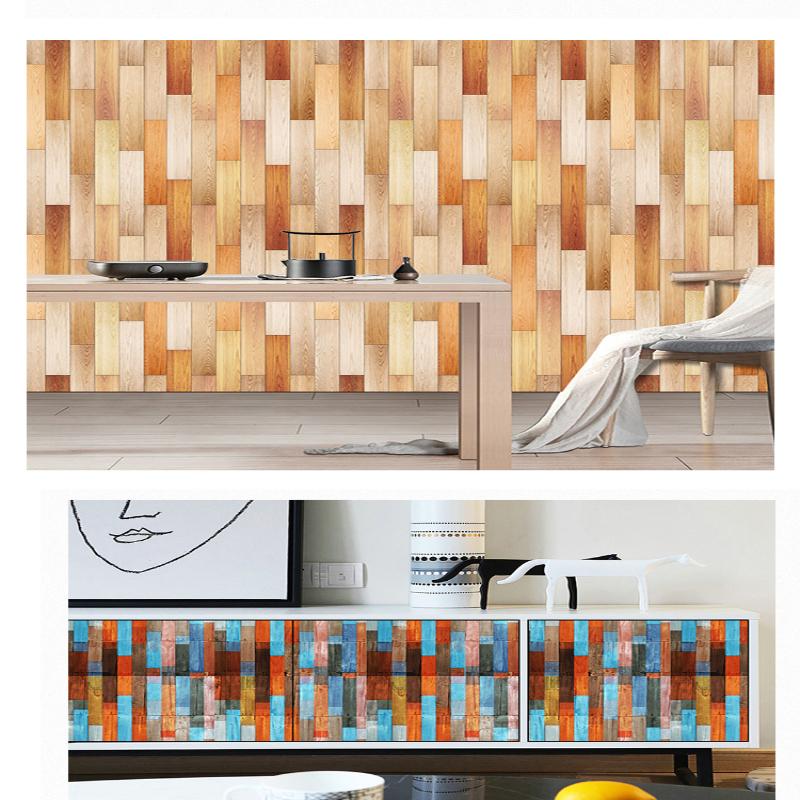 Fresh Wood Grain Living Room and Bedroom Background Modified Self-Adhesive Wallpaper (45cm *300cm)