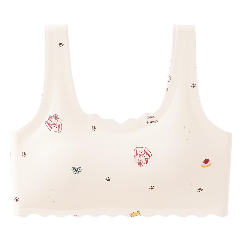 

Summer Seamless Thin Strap Printed Comfortable No Underwire Young Girls Bra XL【45-52 kg】