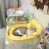 Cute Lace-Trimmed Pet Cat Princess Sofa Bed For Four Seasons  Washable and Removable Soft Plush Oval