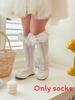 Lolita Butterfly Bow Knit Stockings With Antifriction Fabric For Spring And Summer Wear