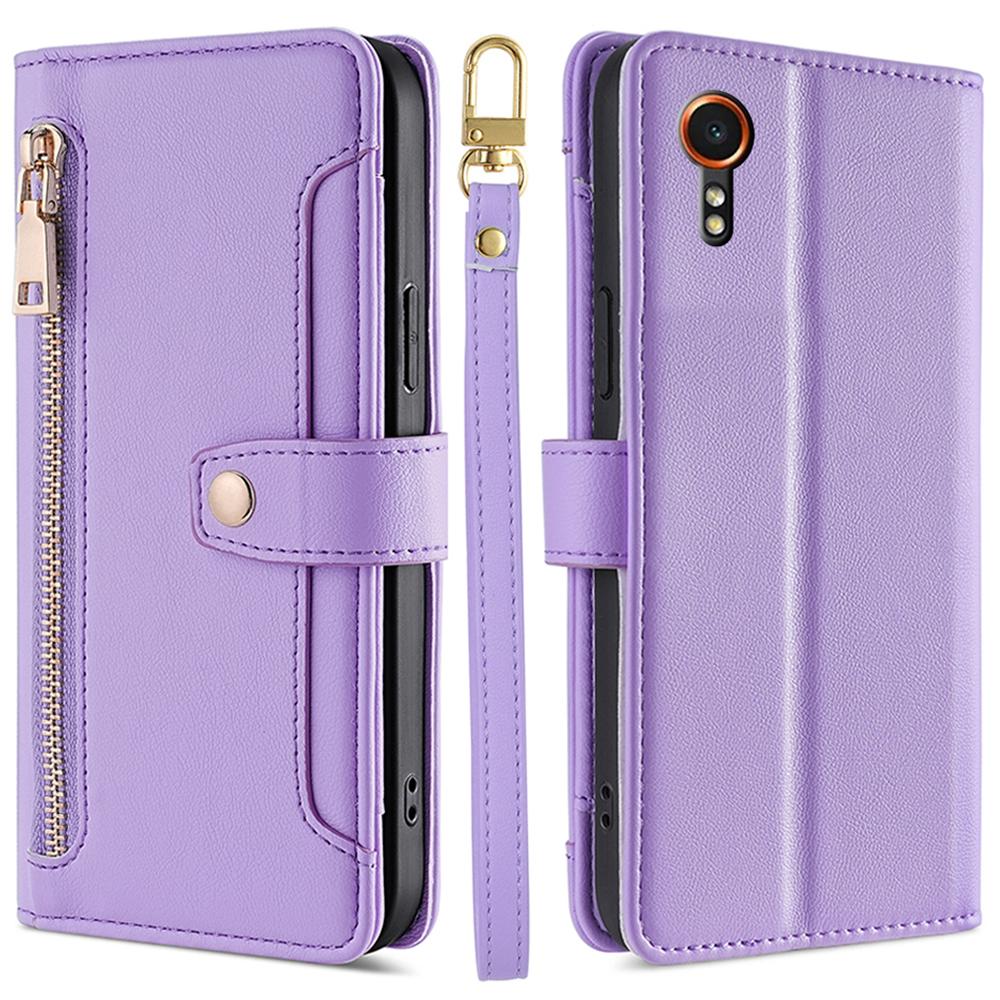 For Samsung Galaxy Xcover7 Wallet Case Shockproof Leather Phone Cover with 2 Straps